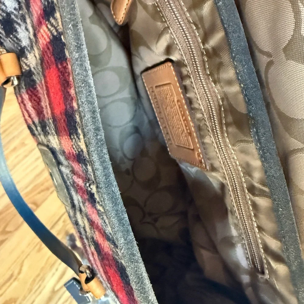 Coach‎ Vintage Plaid Wool Leather Satchel-vintage dust bag included